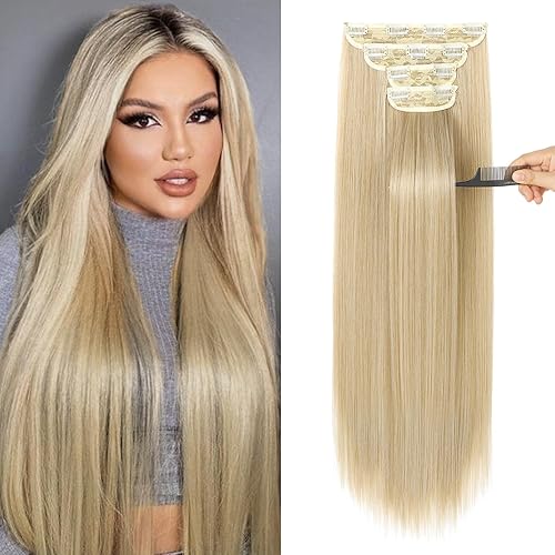 REECHO 28&quot; Medium Blonde Clip-In Hair Extensions - 4 PCS Thick Set, 320g