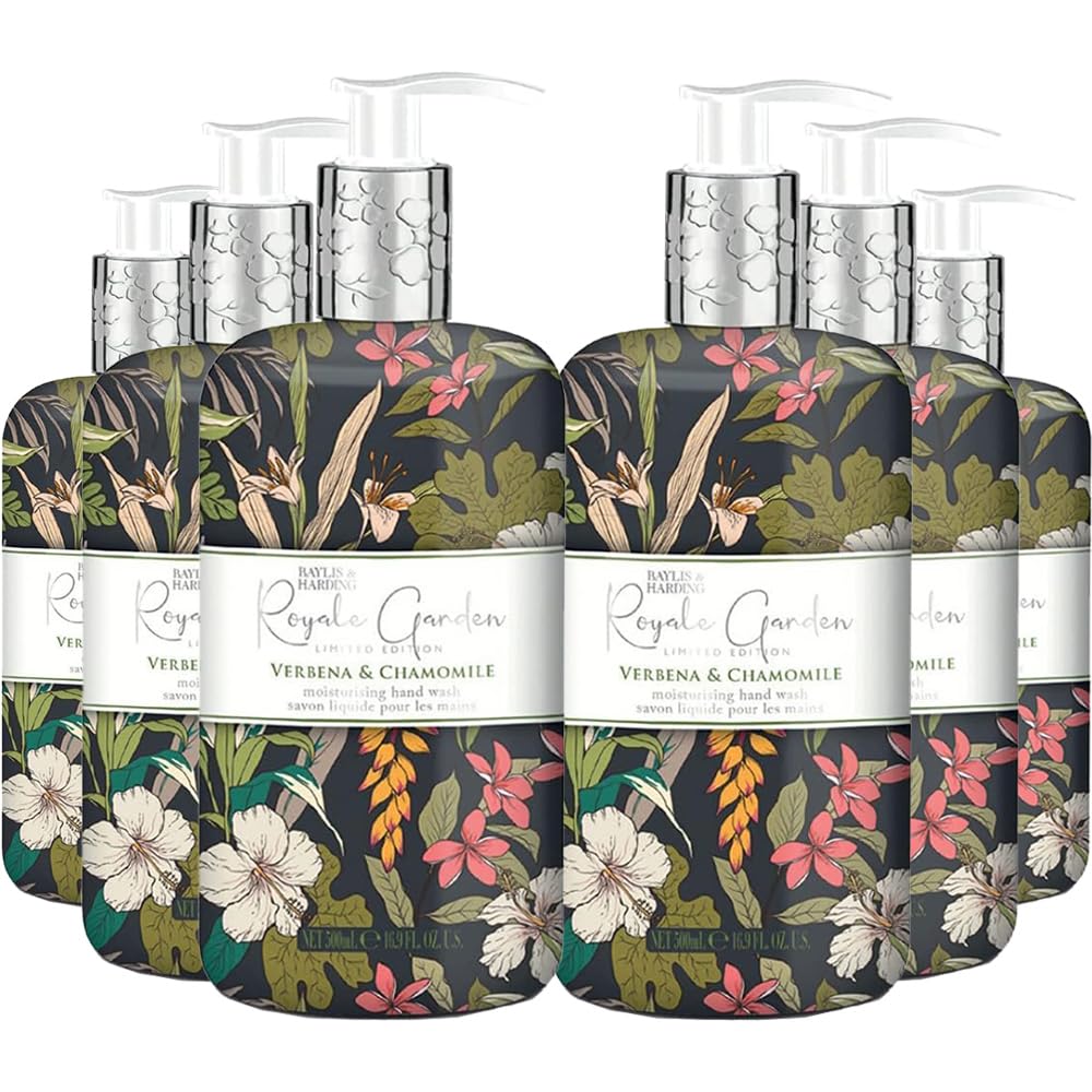 Baylis & Harding Royale Garden Liquid Hand Soap With Dispenser, Verbena & Chamomile, 6-Pack