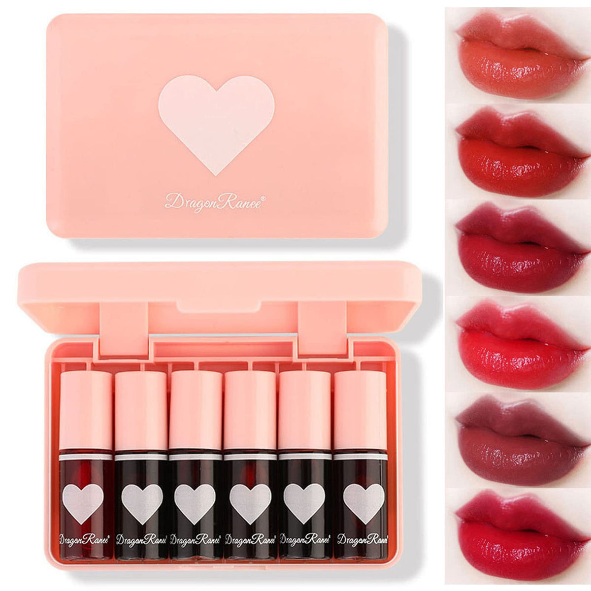 Lulesi 6 Colors Lip Tint Stain Set - Korean Lip Gloss, Long-Lasting Mini Liquid Lipstick