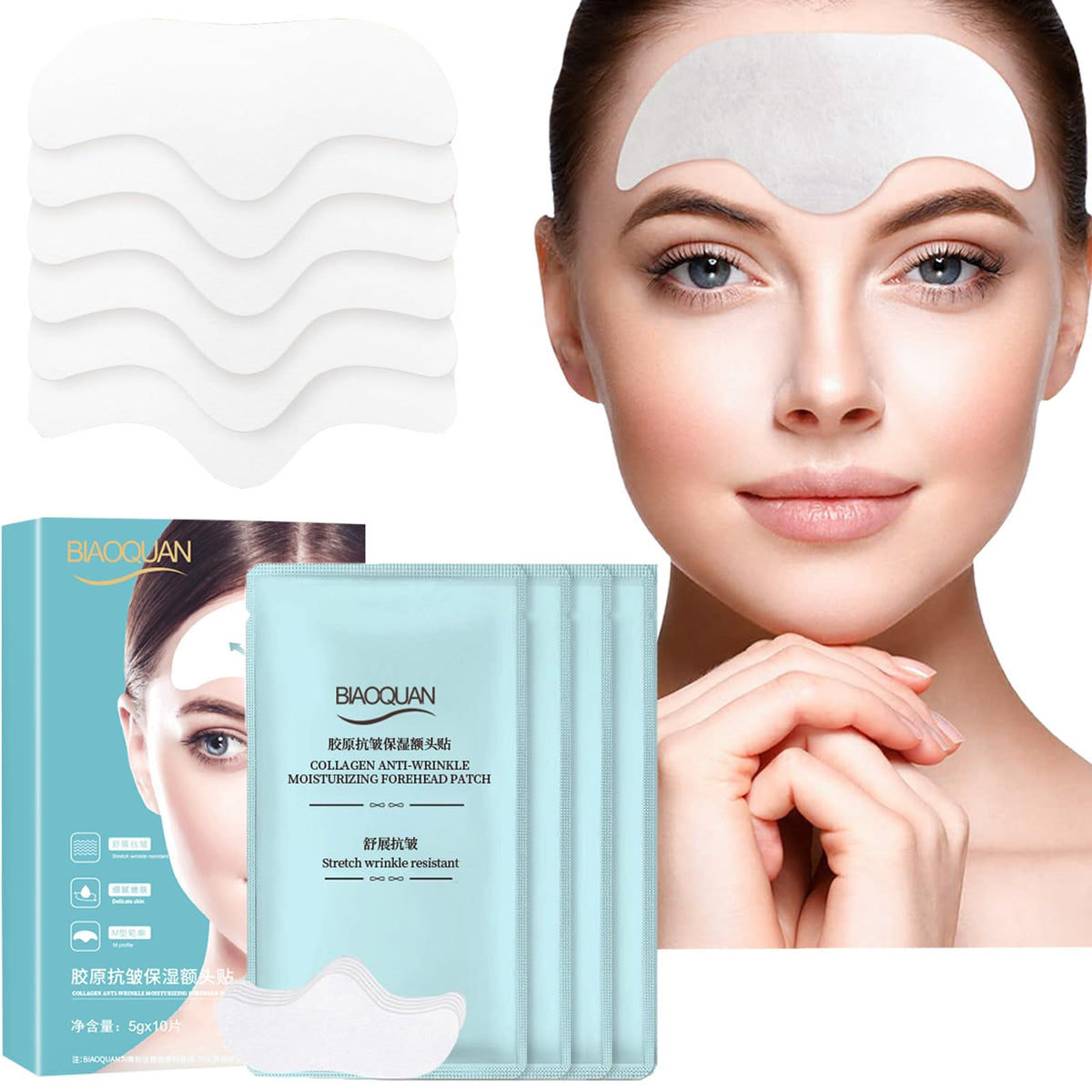 Aremod Forehead Wrinkle Patches - 10 Pack Anti-Wrinkle Facial Tape For Overnight Treatment