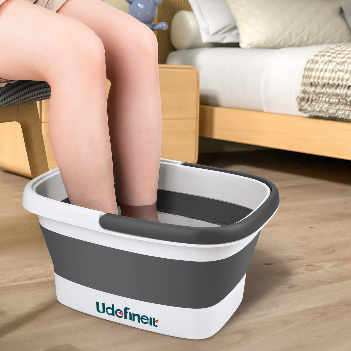 Udefineit Collapsible Foot Soaking Tub, 15L Portable Foot Spa With Massage Points - Gray