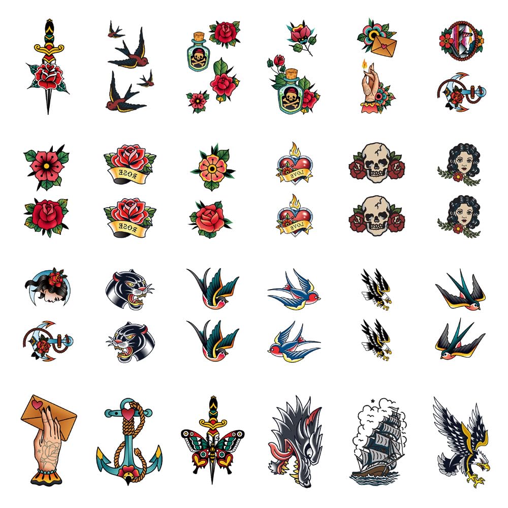 Sanerlian Waterproof Anchor Ship Temporary Tattoo Stickers Set Of 24 For Men And Women