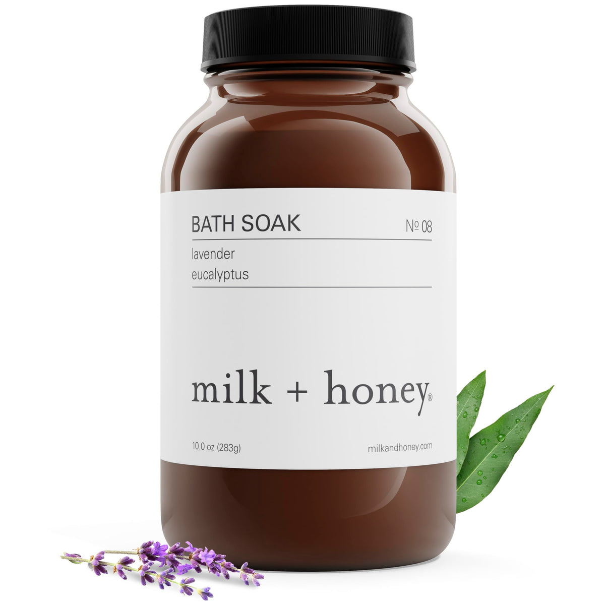 Milk + Honey Calming Bath Soak No. 8, Epsom Salt With Lavender & Eucalyptus, 10 Oz