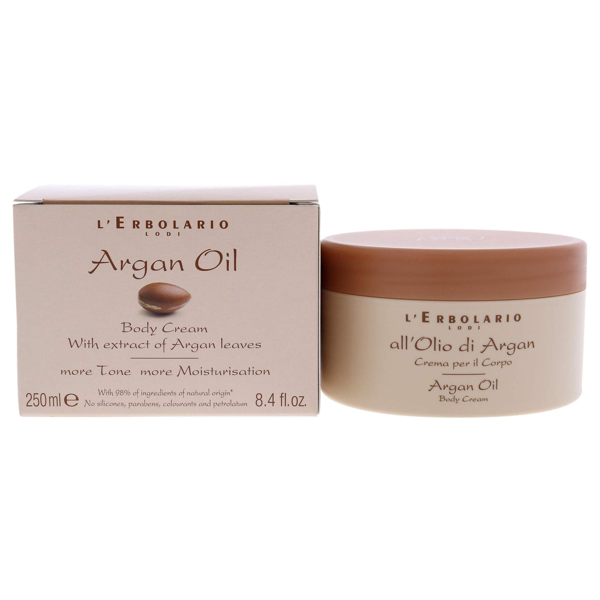 LErbolario Argan Oil Body Cream  Moisturizing Cream for Dry Skin  Argan Oil  Shea Butter  and Vitamin E  Toning and Firming F