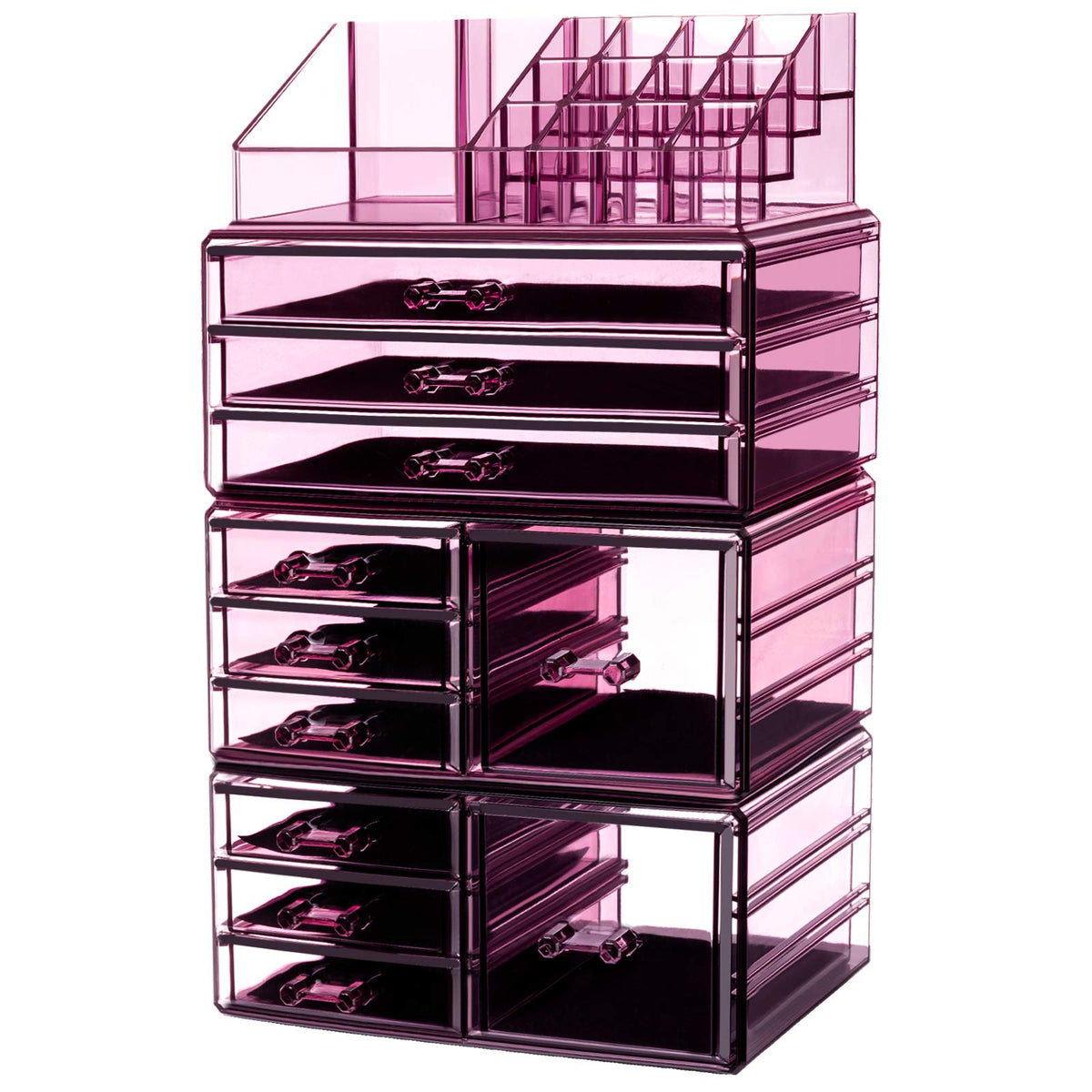 Hblife Acrylic Dustproof Makeup Organizer With 11 Drawers - Stackable Violet Storage Box