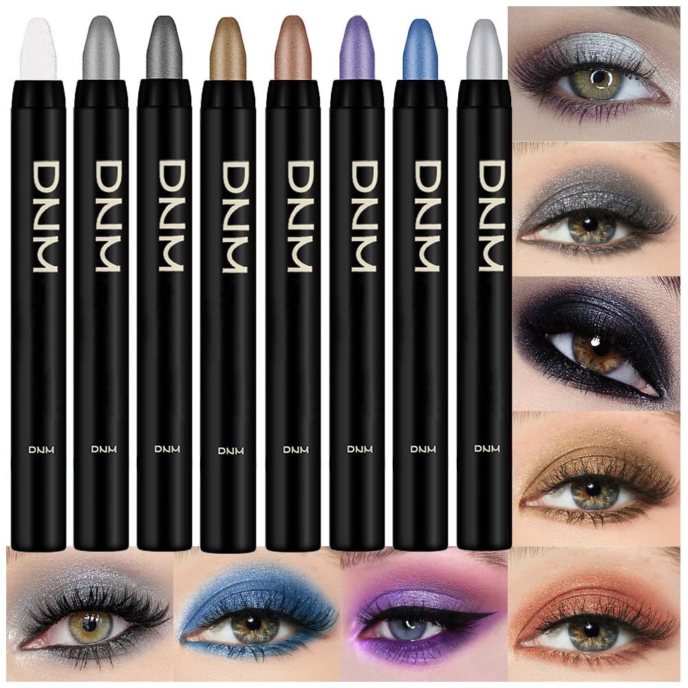 Amy'S Diary 8Pcs Eyeshadow Pencil Cream Stick Set - Waterproof Shimmer Metallic Crayon