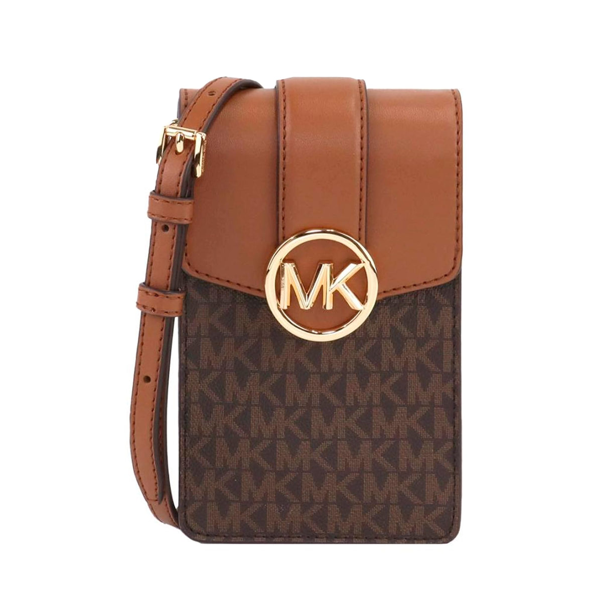 Michael Kors Carmen Small Logo Crossbody Bag - Brown Polyester Smartphone Holder