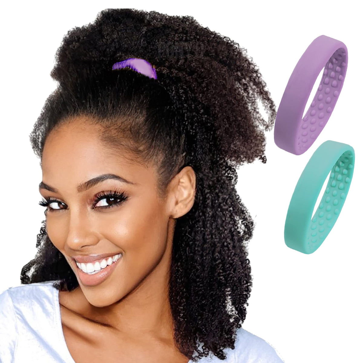 Pony-O Hair Tie Alternative - 2 Pack Small Teal & Lilac Silicone Holders For Fine Hair