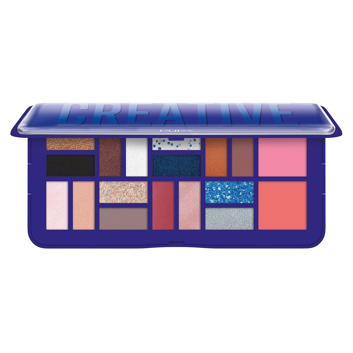 Pupa Milano 18 Pan Eyeshadow & Blush Palette, Blue - Matte, Shimmer, Talc-Free, Eco-Friendly