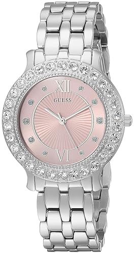 Guess Stainless Steel Pink Crystal Bracelet Watch - Silver-Tone, Model U1062L2