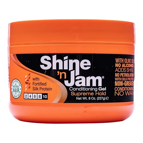 Shine 'N Jam Supreme Hold - Olive Oil & Silk Protein Hair Gel For Smooth Styles - 8 Oz