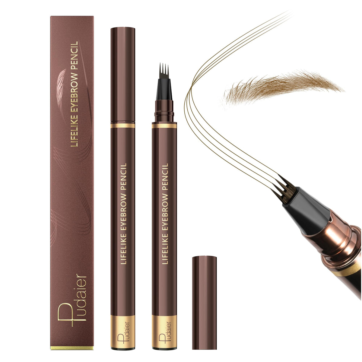 Espoce 2 Pack Eyebrow Pen - Waterproof Microblading Pencil For Natural Brows, Black Brown