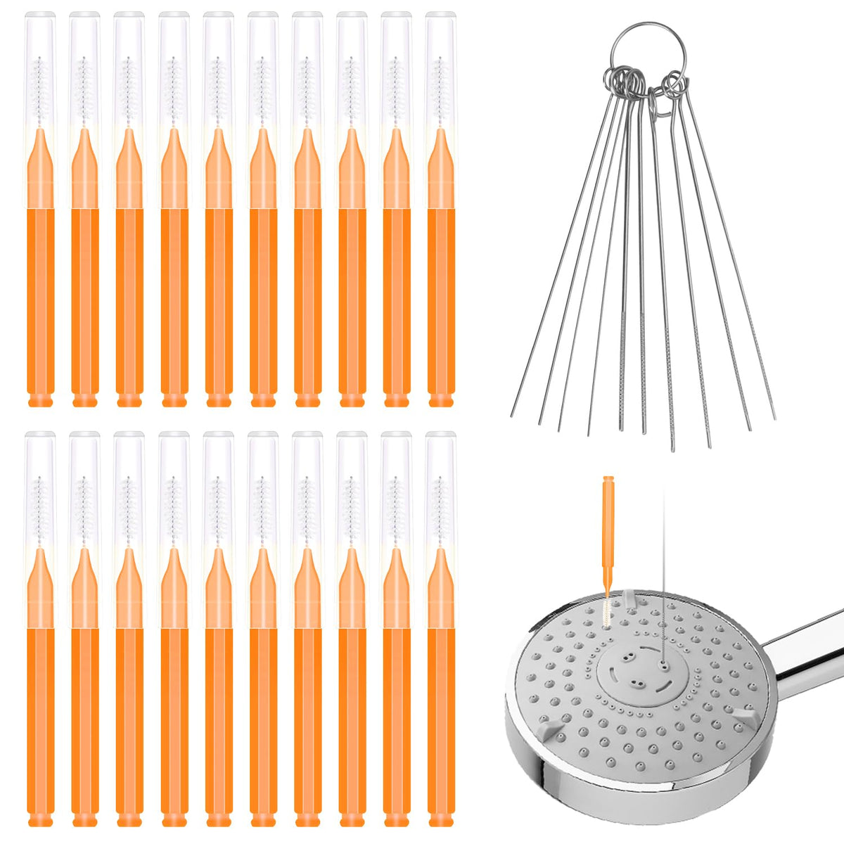 Xihircd 30Pcs Shower Head Cleaner Tools - Anti-Clogging Brushes For Small Nozzles & Slots