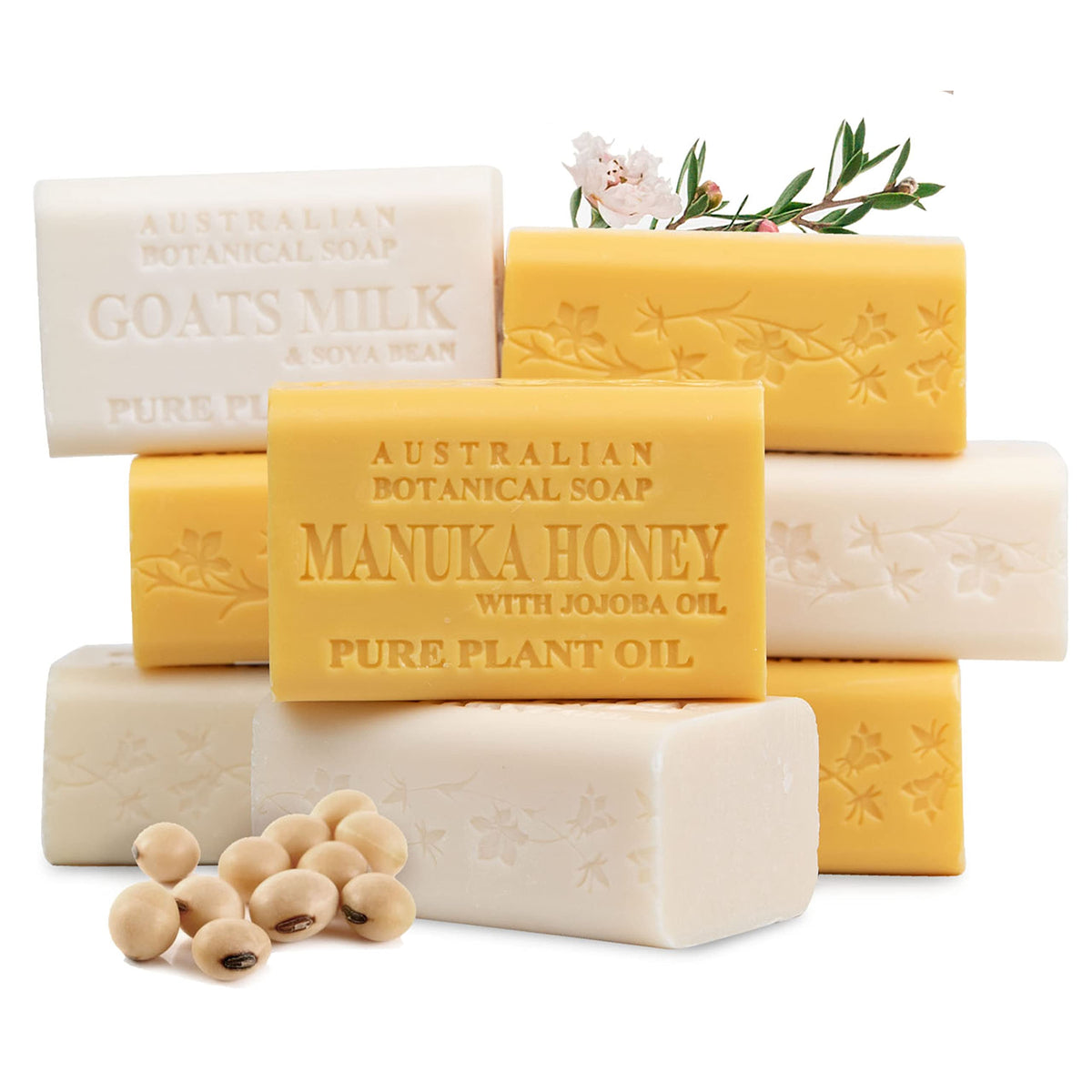 Australian Botanical Soap Goats Milk & Manuka Honey, 8-Pack, Shea Butter, All Skin Types