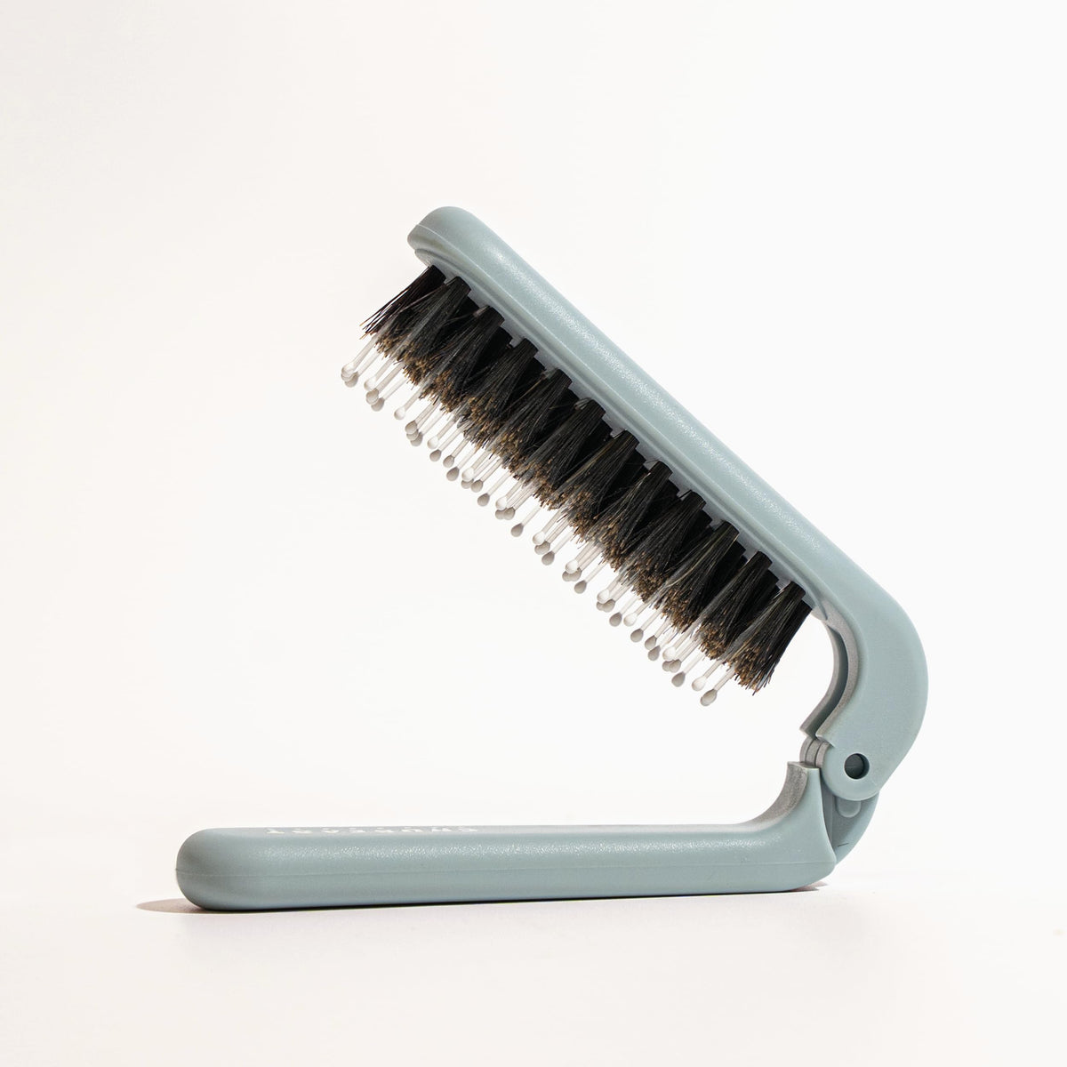 Uffy Mini Folding Hair Brush - Boar Bristle Comb For Wet & Dry Hair, Compact Pocket Size, Baby Blue