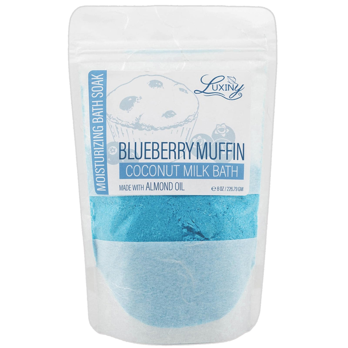 Luxiny Vegan Milk Bath Soak With Coconut Milk & Almond Oil, 8 Oz - Blueberry Muffin Fizz