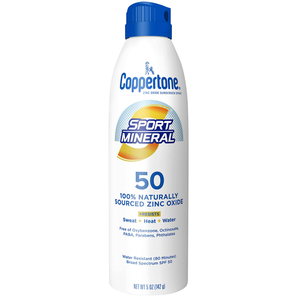 Coppertone Sport Sunscreen Spray Spf 50 - Water Resistant Zinc Oxide, 5 Oz