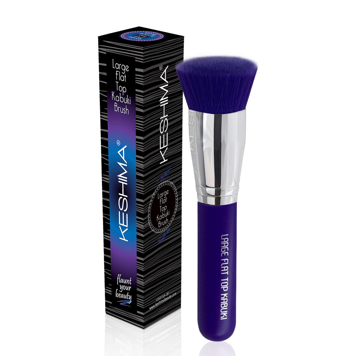 Keshima Large Flat Top Kabuki Brush - Neon Purple Face Brush For Liquid, Cream & Powder Makeup