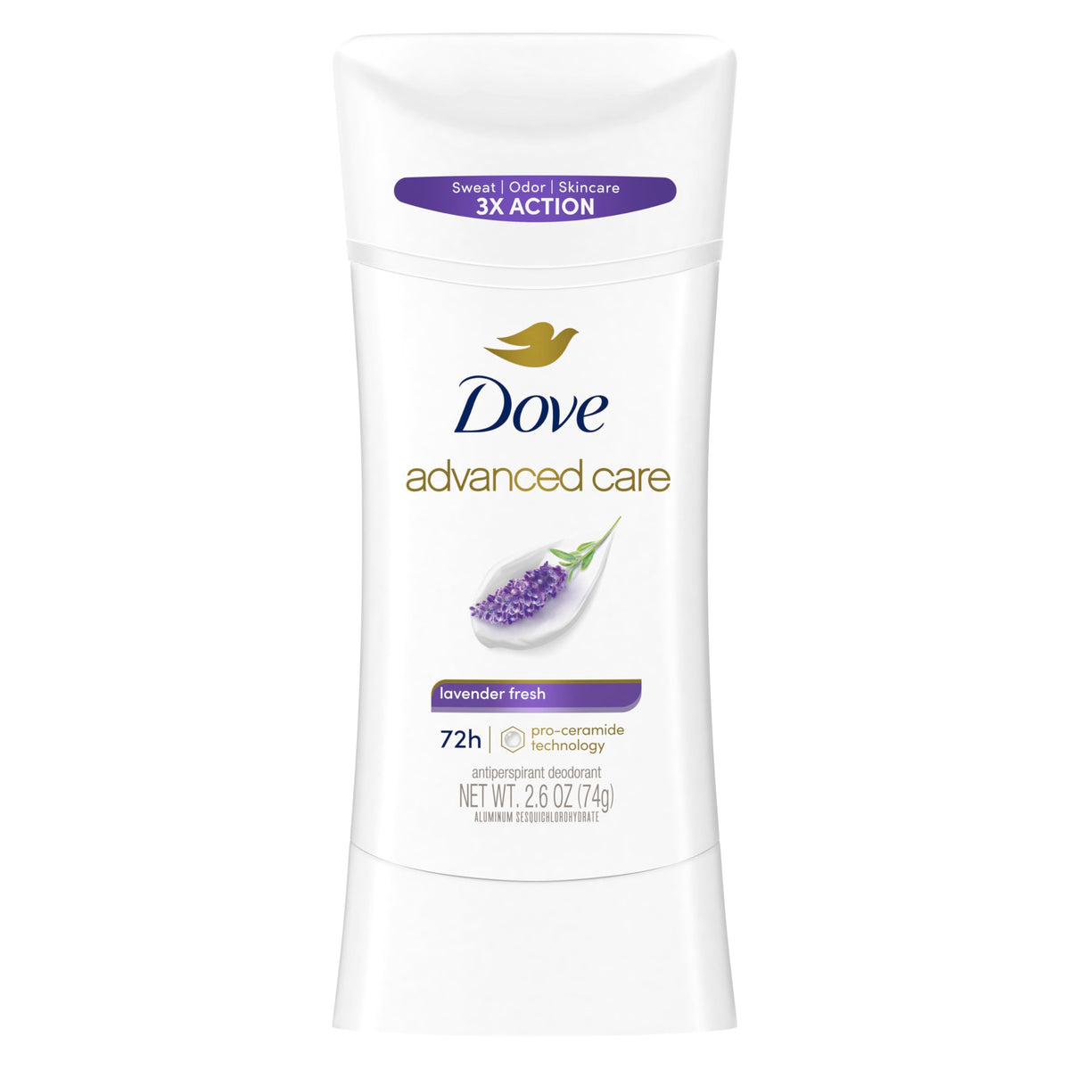 Dove Advanced Care Antiperspirant Deodorant Stick, Lavender Fresh, 72-Hour Protection, 2.6 Oz