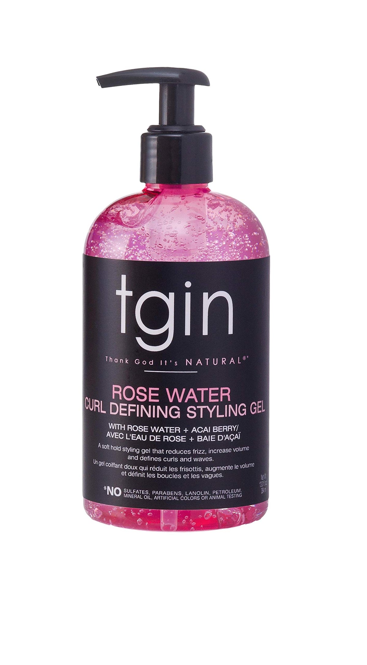 Tgin Rose Water Styling Gel For Curly Hair - Reduce Frizz, Light Hold, 13 Oz