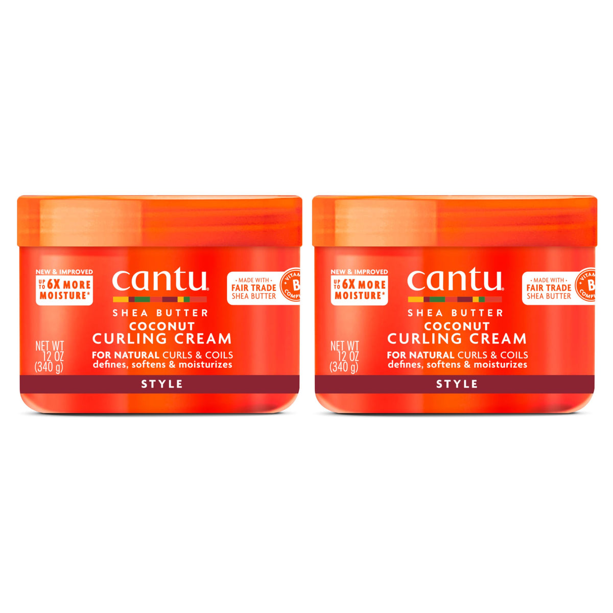 Cantu Coconut Curling Cream With Shea Butter, 12 Oz (Pack Of 2) - Natural Hair Care