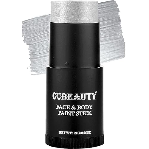 Ccbeauty Silver Face Paint Stick - Cream Blendable, Waterproof, Hypoallergenic For Sports & Halloween