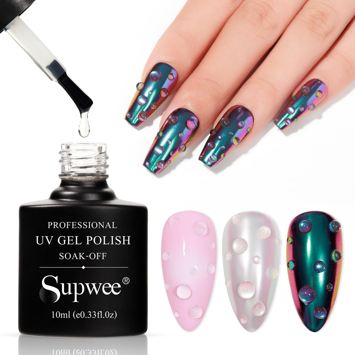 Supwee Clear 3D Nail Gel - Water Droplet Sculpting Gel For Diy Nail Art & Rhinestones, 0.33