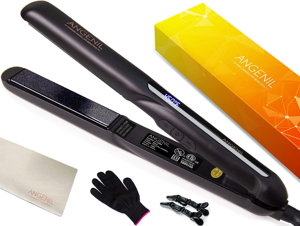 ANGENIL 2 in 1 Argan Oil Flat Iron & Curler, 1 Inch Portable Hair Straightener for Women