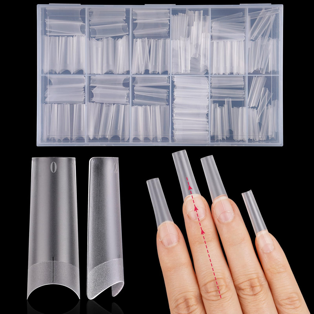 Lionvison Matte Long Square Nail Tips - 320Pcs Half Cover Acrylic For Diy Nail Salon