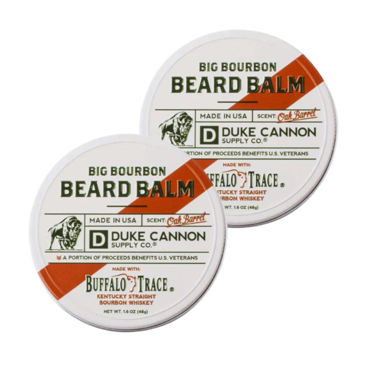 Duke Cannon Big Bourbon Beard Balm 2 Pack - Buffalo Trace Oak Barrel Scent, 1.6 Oz.