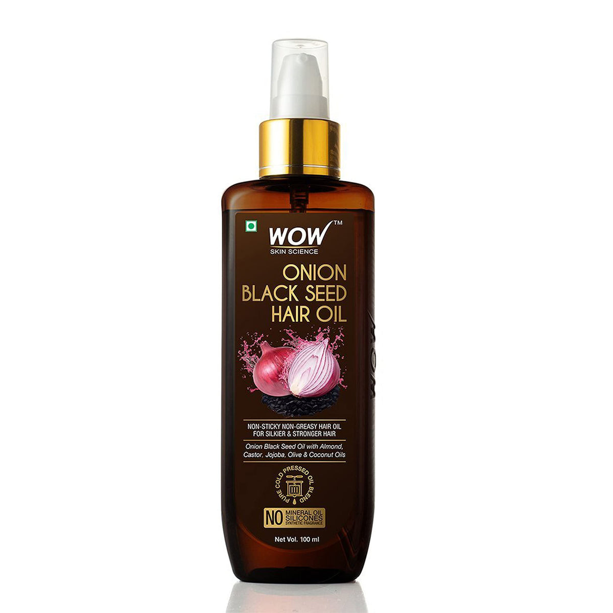 WOW Skin Science Onion Black Seed Hair Oil for Dry Damaged Hair & Growth - 3.4 Fl Oz