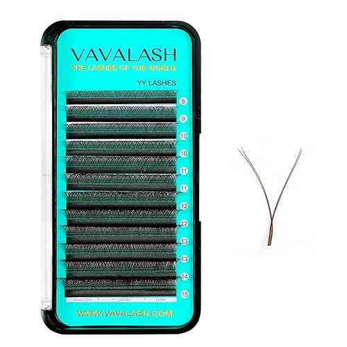 VAVALASH YY Brown Lash Extensions - 2D Fans, 8-15mm, Soft Matte Black, Natural Volume