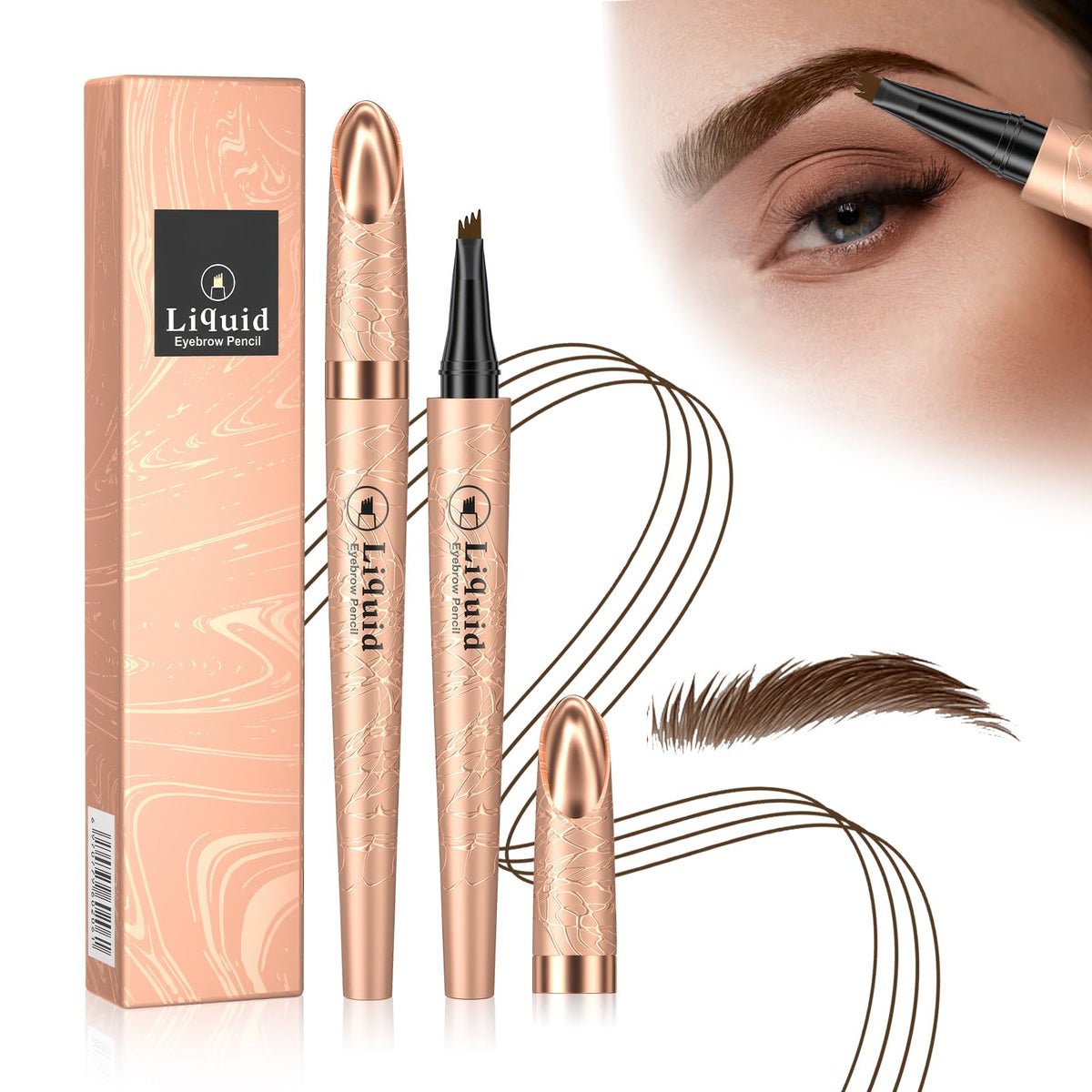 Ursoulney 2024 Magic 4-Tip Eyebrow Pencil - Waterproof Microblading, Dark Brown, 1 Count