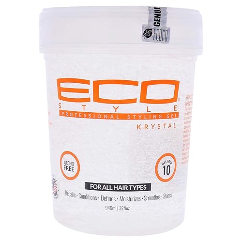 Ecoco Eco Styler Krystal Styling Gel, 32 Oz, Pack Of 2 - Strong Hold Hair Gel For All Styles