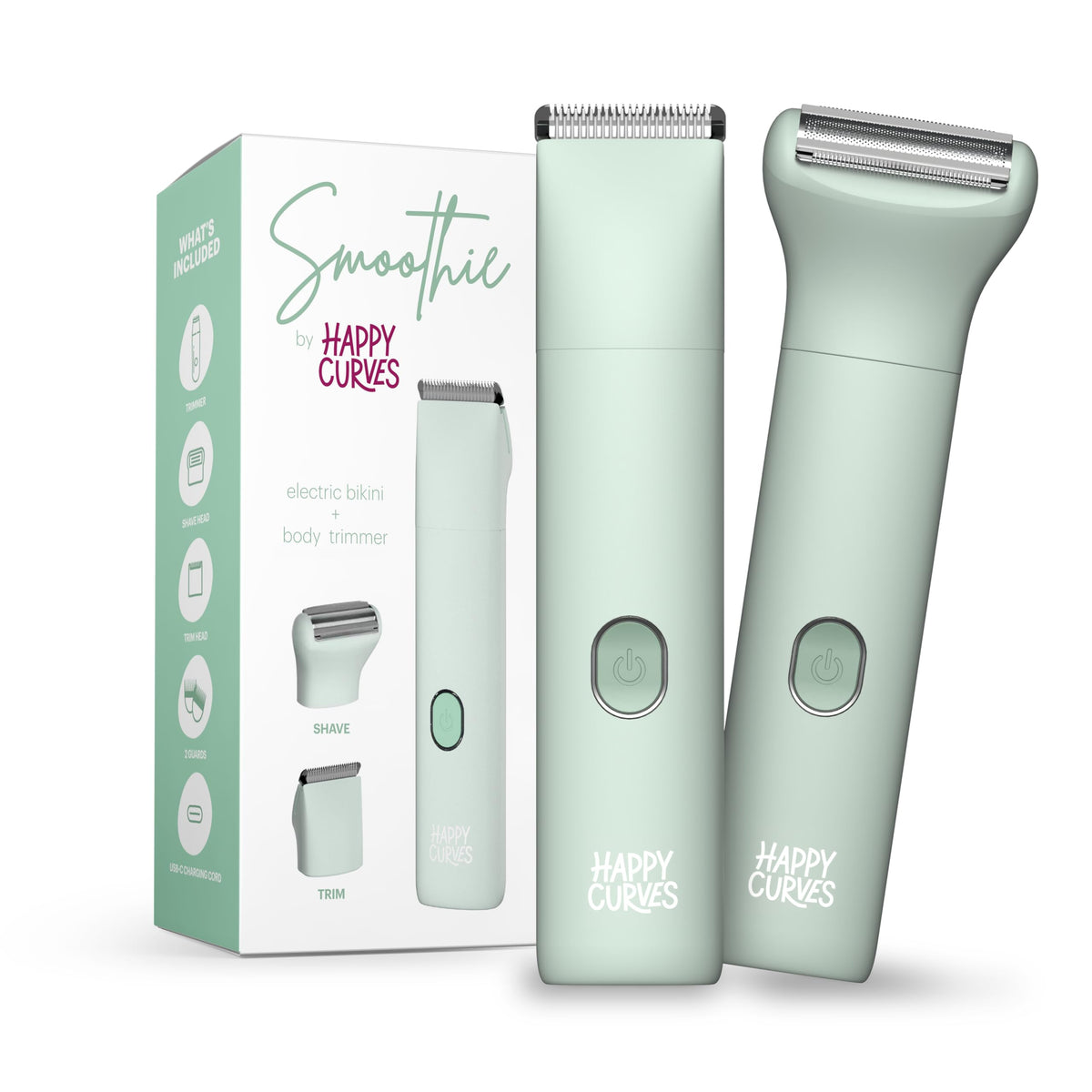 Happy Curves Smoothie Bikini Trimmer - Waterproof Electric Razor For Women, Mint