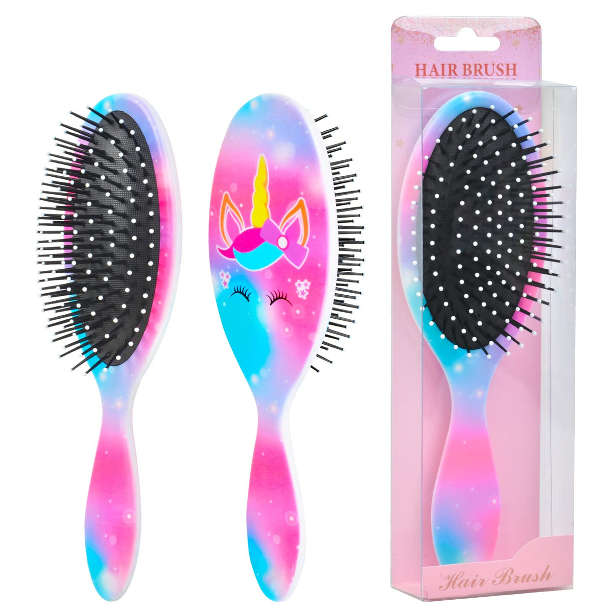 Olypegic Kids Hair Brush - Detangling Unicorn Brush For Curly & Thick Hair, Blue-Violet