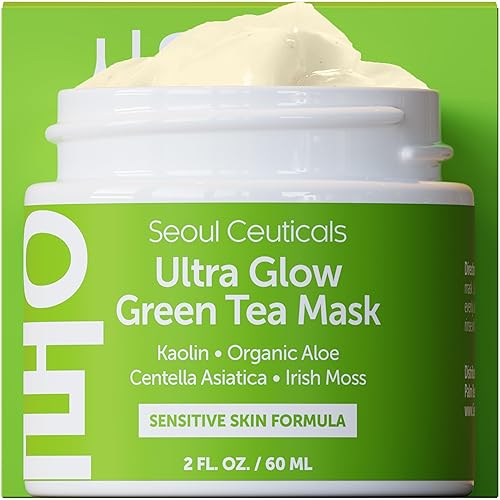 Seoulceuticals Korean Skincare Green Tea Face Mask For Sensitive Skin - 2Oz Hydrating Spa Mask