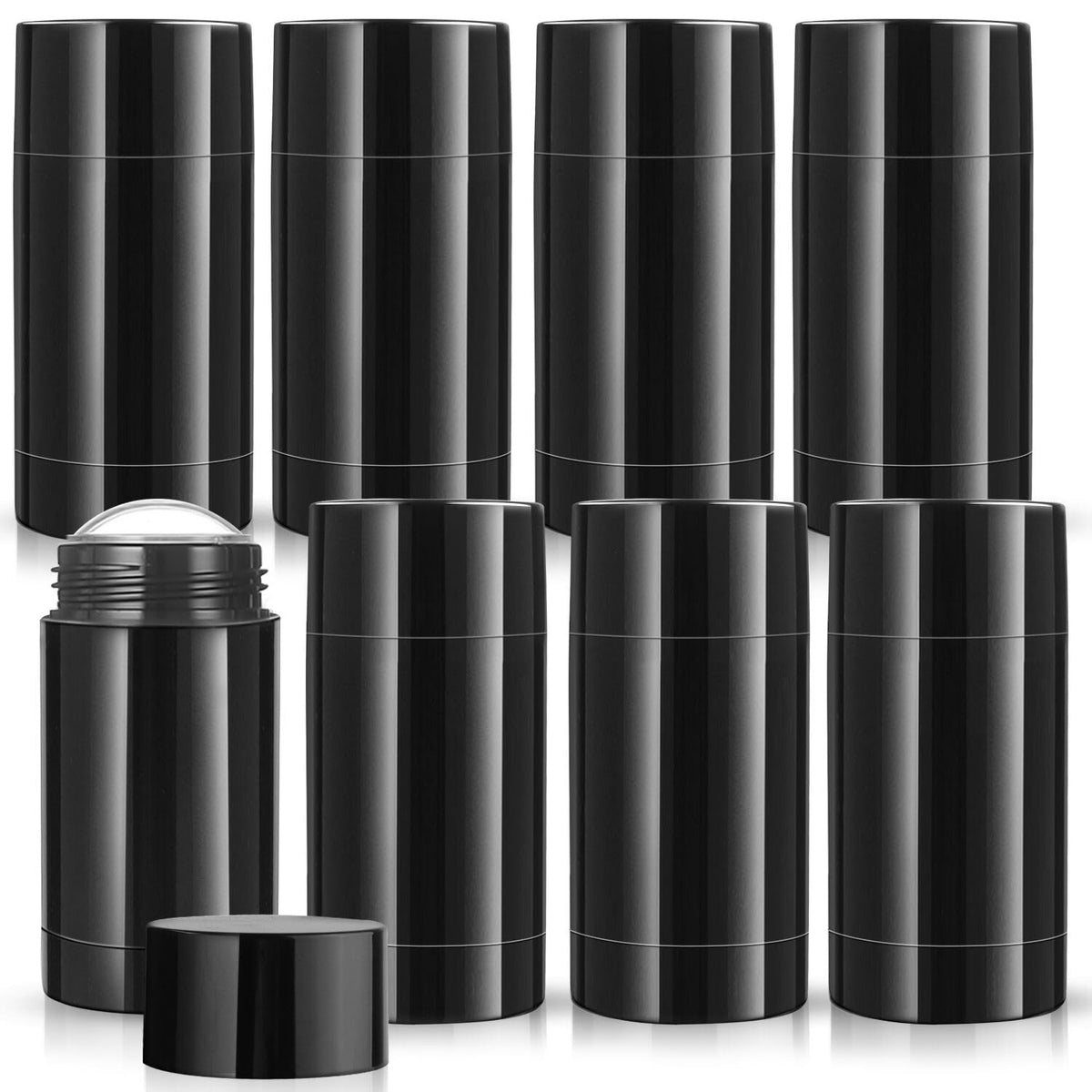 Cositina 8 Pack Black Plastic Deodorant Containers, 75Ml Twist Up Diy Lotion Bar Bottles