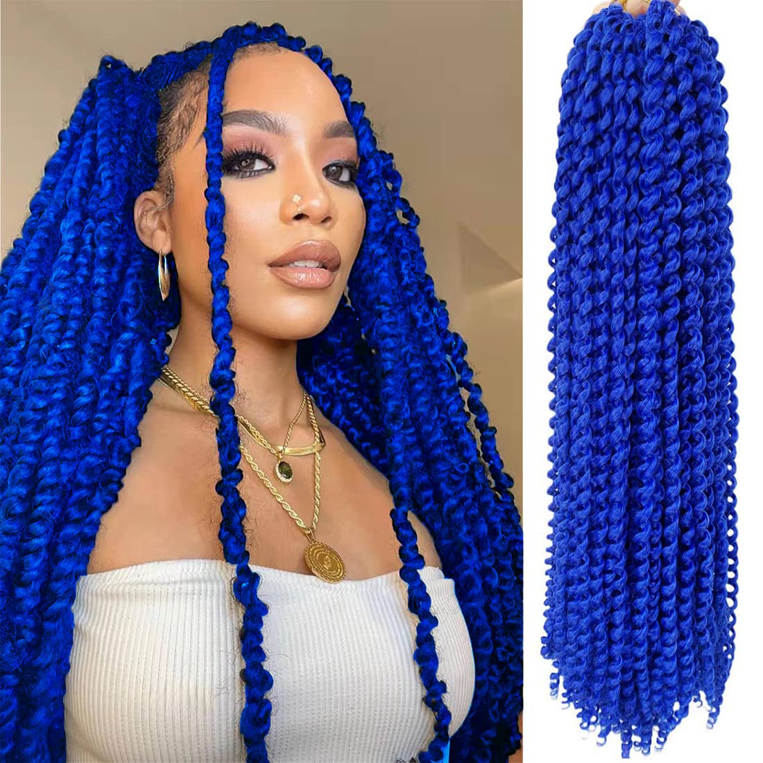 Kepbeay 18 Inch Passion Twist Crochet Hair - Blue Water Wave Synthetic Hair (1 Pack)