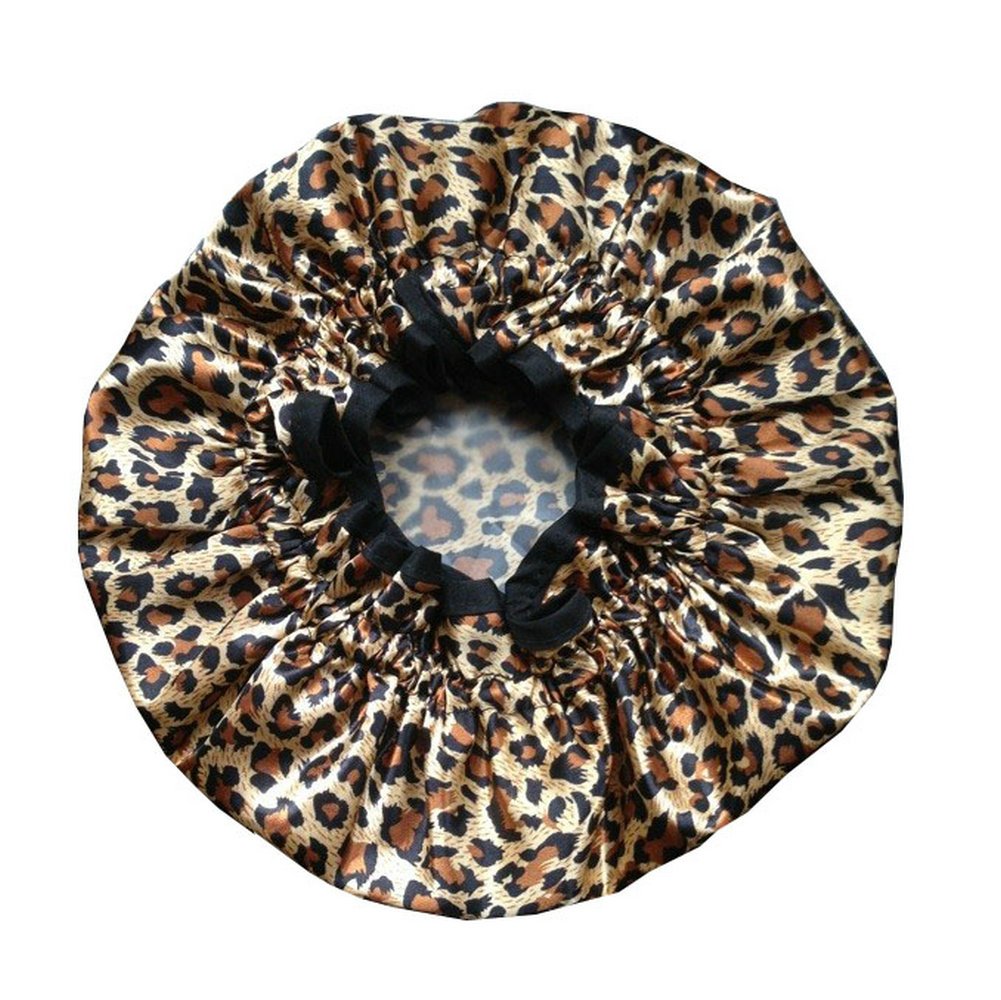 Elecharm Leopard Shower Cap - Stylish Waterproof Bathing Hat, Double Layered, 1 Count