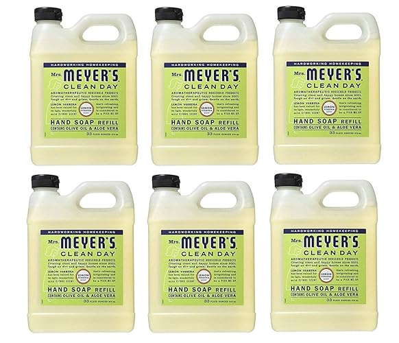 Mrs. Meyer's Clean Day Liquid Hand Soap Refill, 33 Oz, Lemon Verbena - Pack of 6