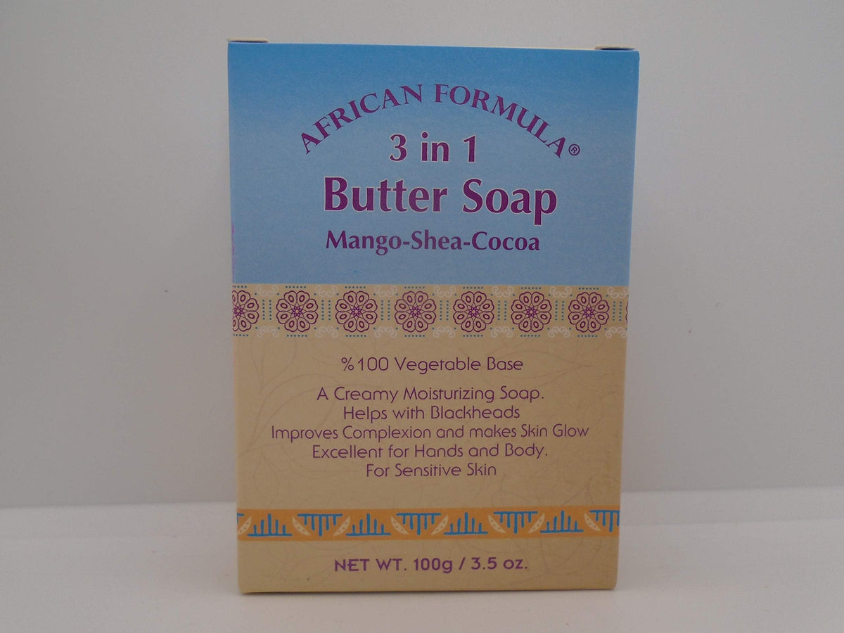 African Formula 3 In 1 Butter Soap - Mango, Shea & Cocoa Butter, 100% Vegetable Base, 1 Oz