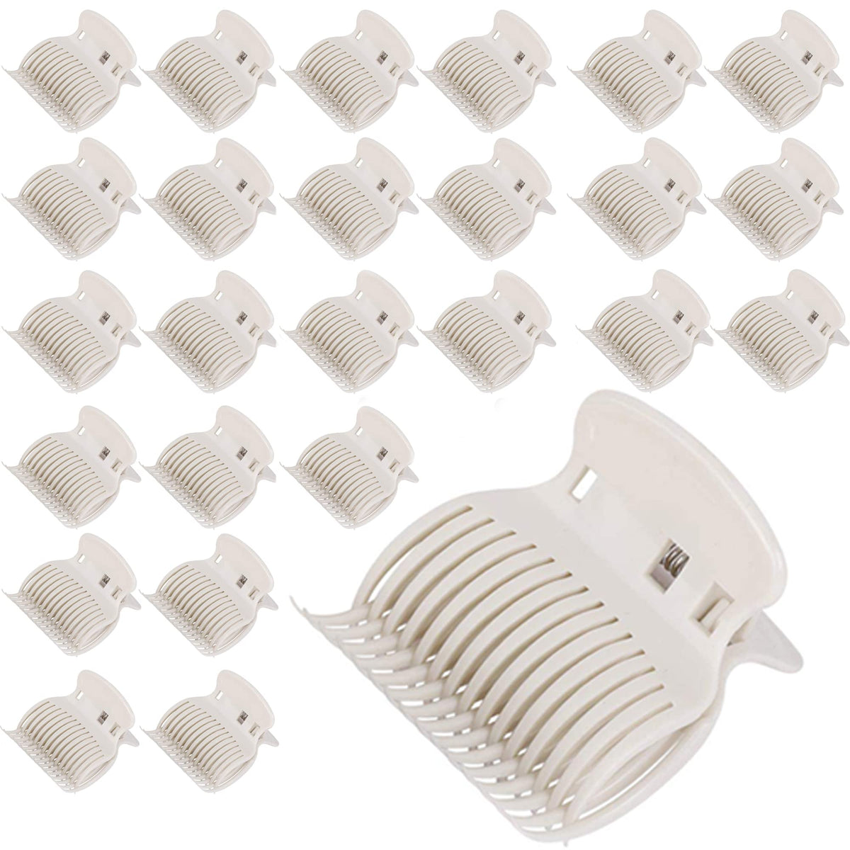 Tbestmax 24 Hot Roller Clips - White Plastic Hair Curling Claw Clips for Women & Girls