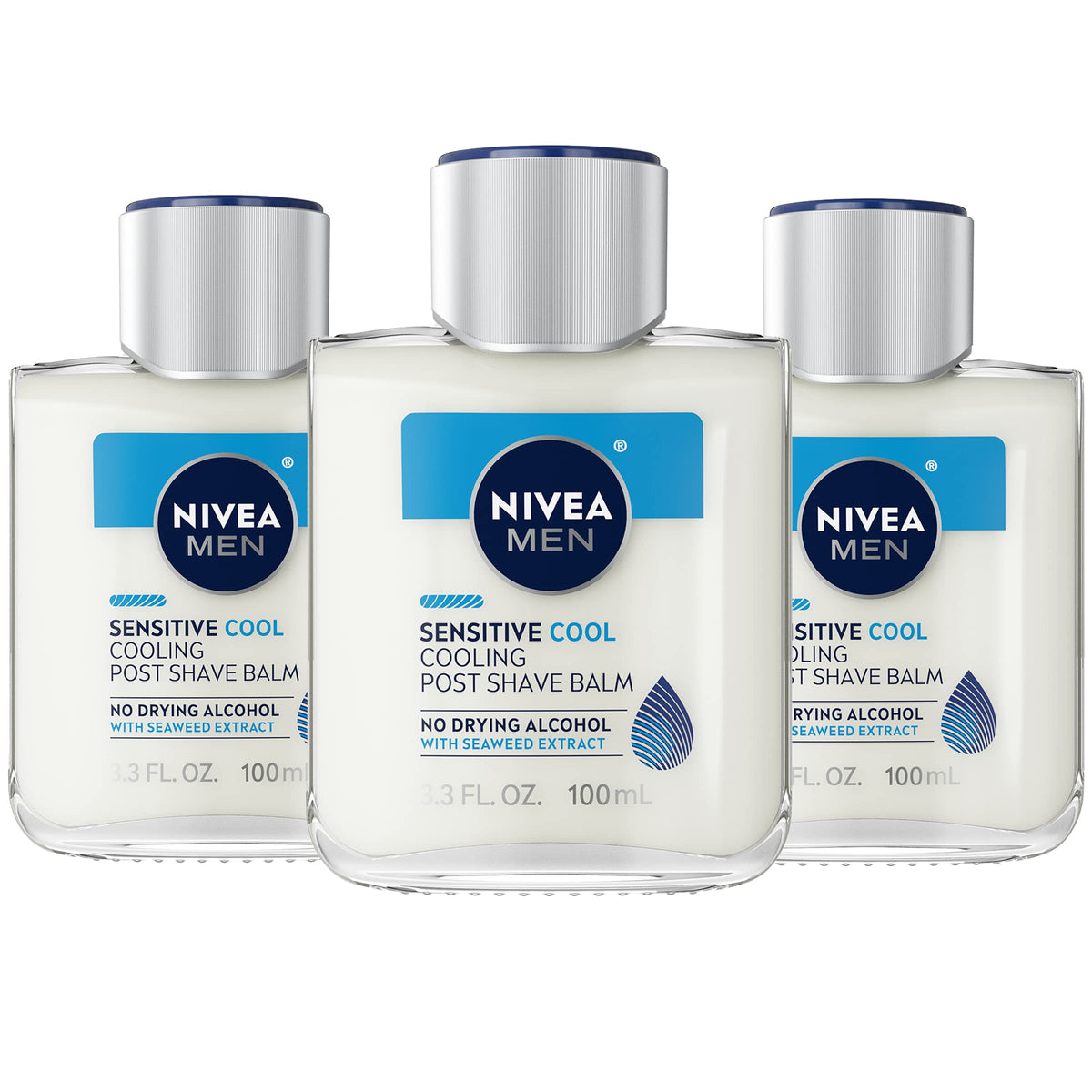 Nivea Men Sensitive Cool Post Shave Balm, Alcohol-Free, Vitamin E & Chamomile, 3 Pack, 3.3