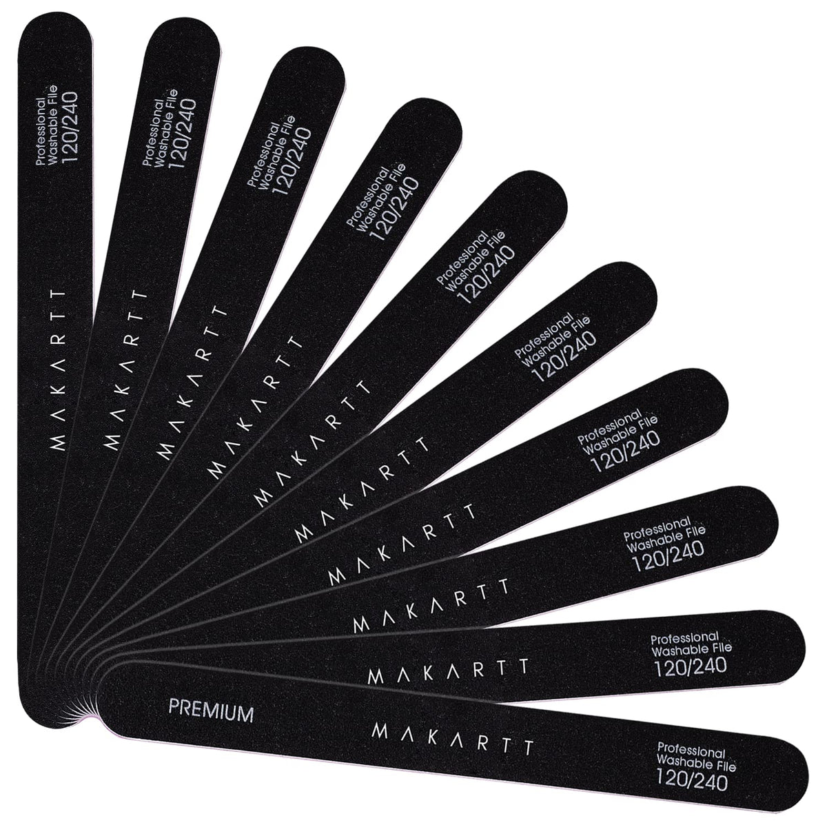 Makartt 120/240 Grit Nail File - 10Pcs Washable Emery Boards For Manicure & Pedicure Tools