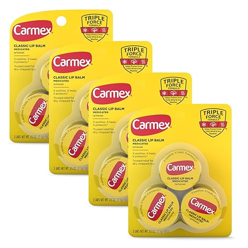 Carmex Medicated Lip Balm Jar - 12 Count Moisturizer For Dry, Chapped Lips, 0.25 Oz