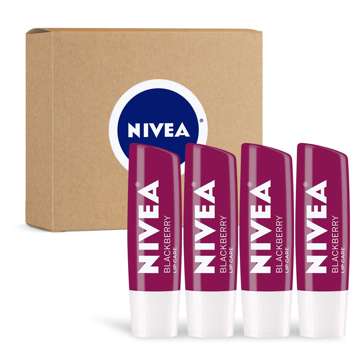 Nivea Blackberry Flavored Tinted Lip Balm Stick With Shea Butter & Jojoba Oil, 0.17 Oz, 4