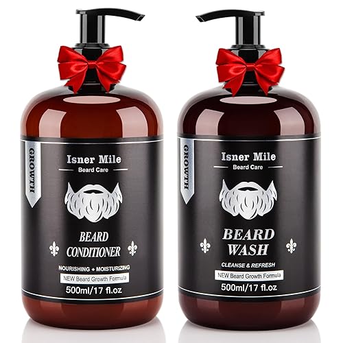 Isner Mile Beard Wash & Conditioner Set - 17 Oz Biotin, Argan & Jojoba Oils For Men