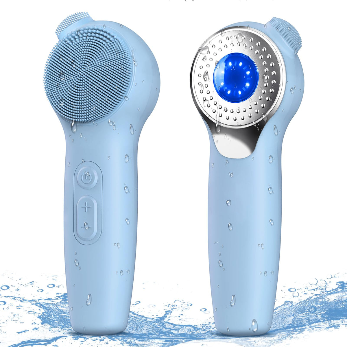 Urbuti Silicone Electric Facial Cleansing Brush - Waterproof Sonic Scrubber For Men & Women, Blue