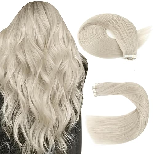 Sassina 20 Inch Blonde Tape in Hair Extensions Real Human Hair - 50g, 20 Pcs, #1000